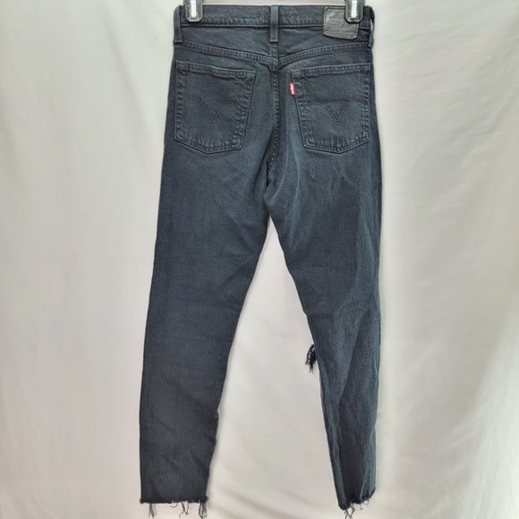 Levi's Women's Wedgie Ripped Jeans Denim Black - Size 24 - Picture 2 of 5